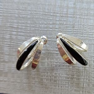 Chic Silver and Black Earrings